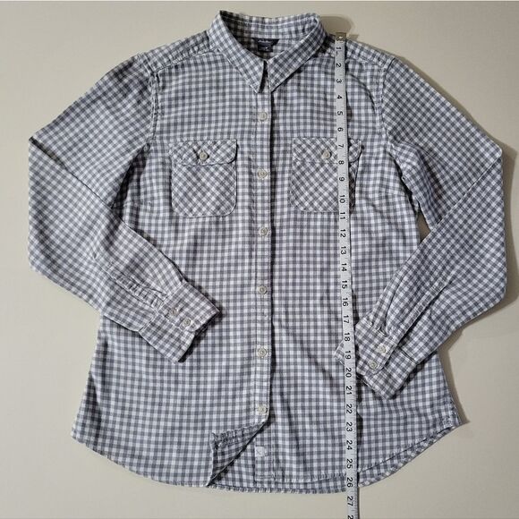 Eddie Bauer Women's Gray Check Flannel Button-Down Shirt - Picture 5 of 14